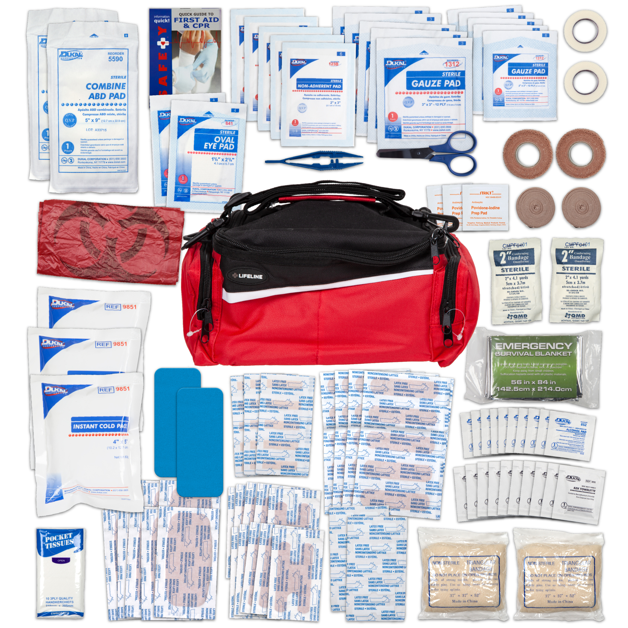 Lifeline Team Sports Coach First Aid Kit - 134 Pieces, Compact Duffle Bag, Model# 4076